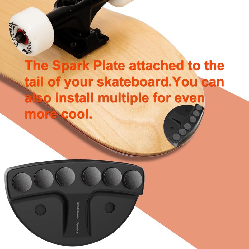 TUOBITUO Skateboard Spark Plate & Tail Flame Attachment Enhance Ride with Dazzling Sparks, Skateboard Accessories for All Levels - Image 2